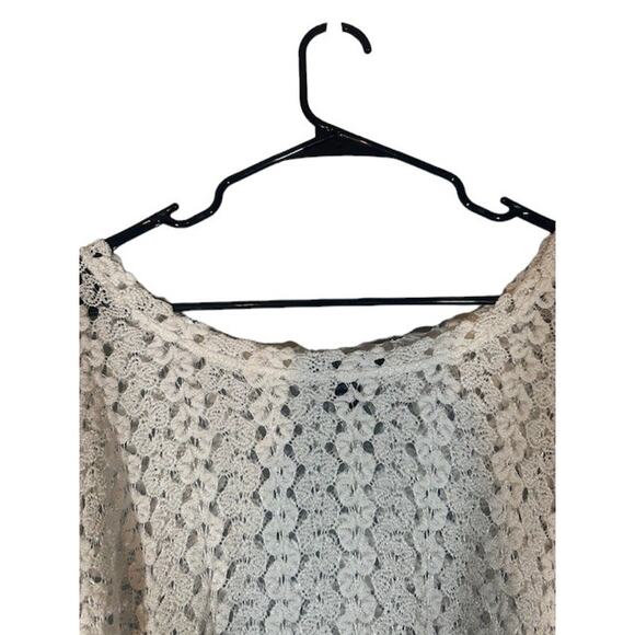Style&Co White Angel Sleeve Netted Round Hem Knit Blouse Women Sz 1X - Picture 5 of 8